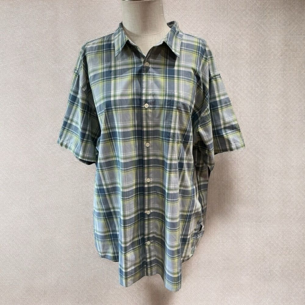 Patagonia Organic Cotton Plaid Button Down Shirt Men’s XXL Blue Green